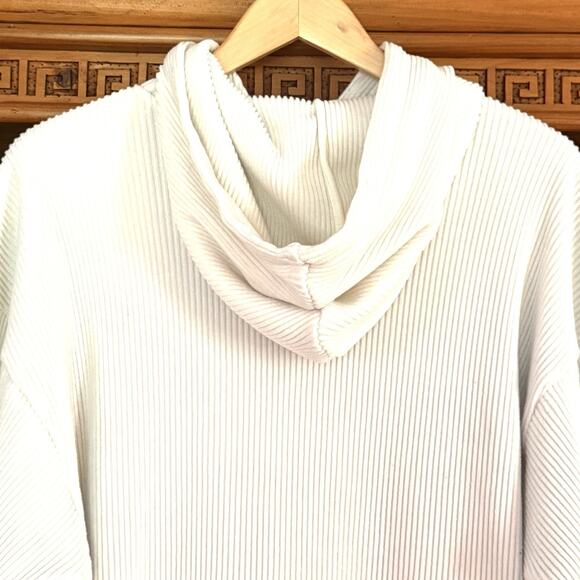 Abercrombie & Fitch Cozy Rib Hoodie M Womens Cream White Velour Legging Friendly - Picture 3 of 6